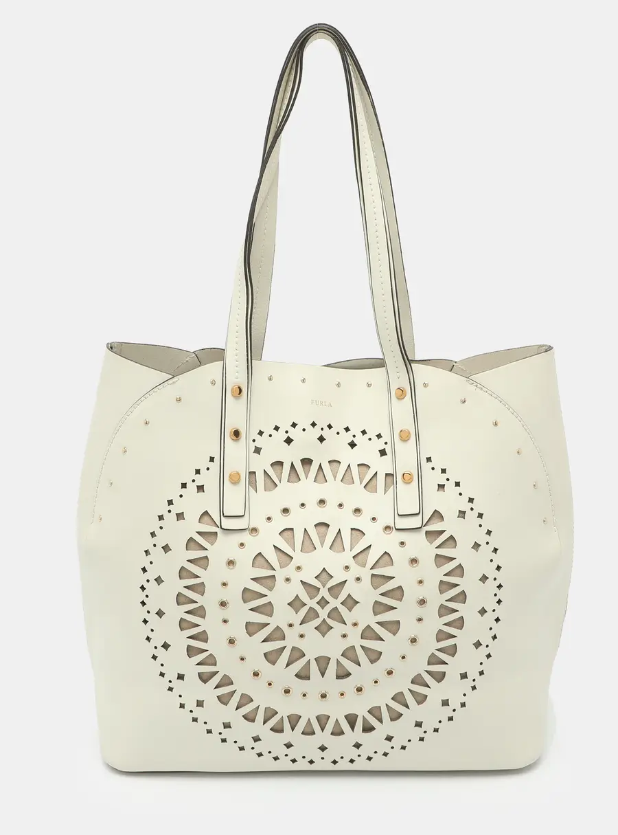 Furla Aurora White Leather Shoulder Bag