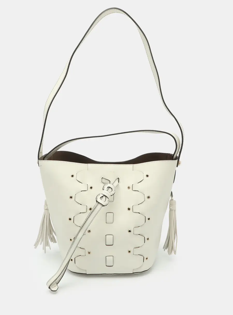 Furla Vittoria White Leather Bucket bag