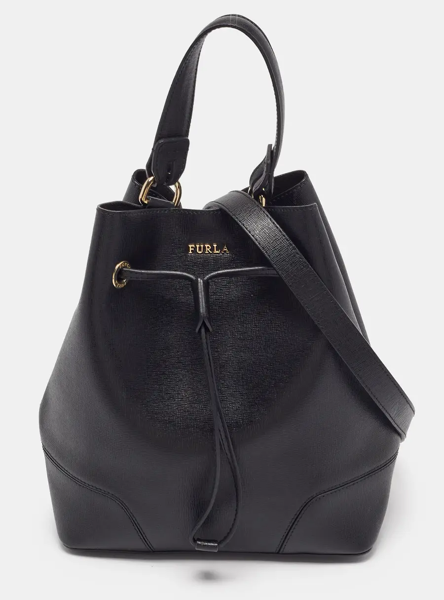 Furla Stacy Medium Saffiano Leather Drawstring Bucket Bag