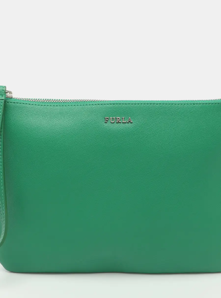 Furla Green Leather Wristlet Clutch