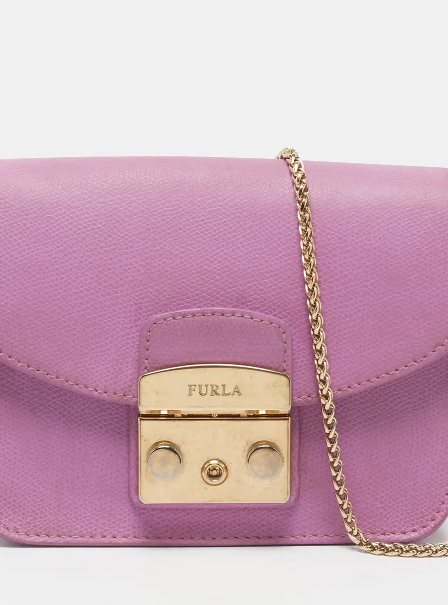 Furla Metropolis Mini Lilac Leather Crossbody Bag
