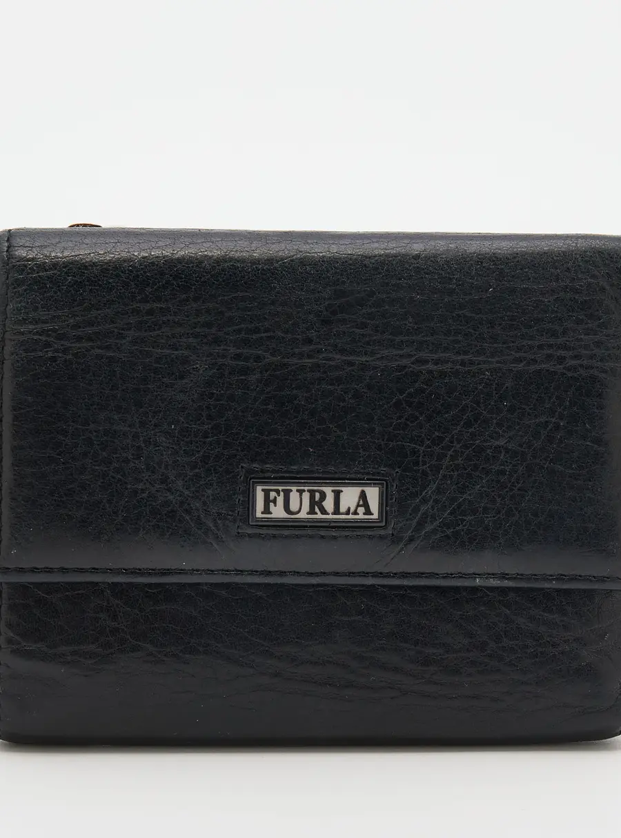 Furla Black Leather Trifold Wallet