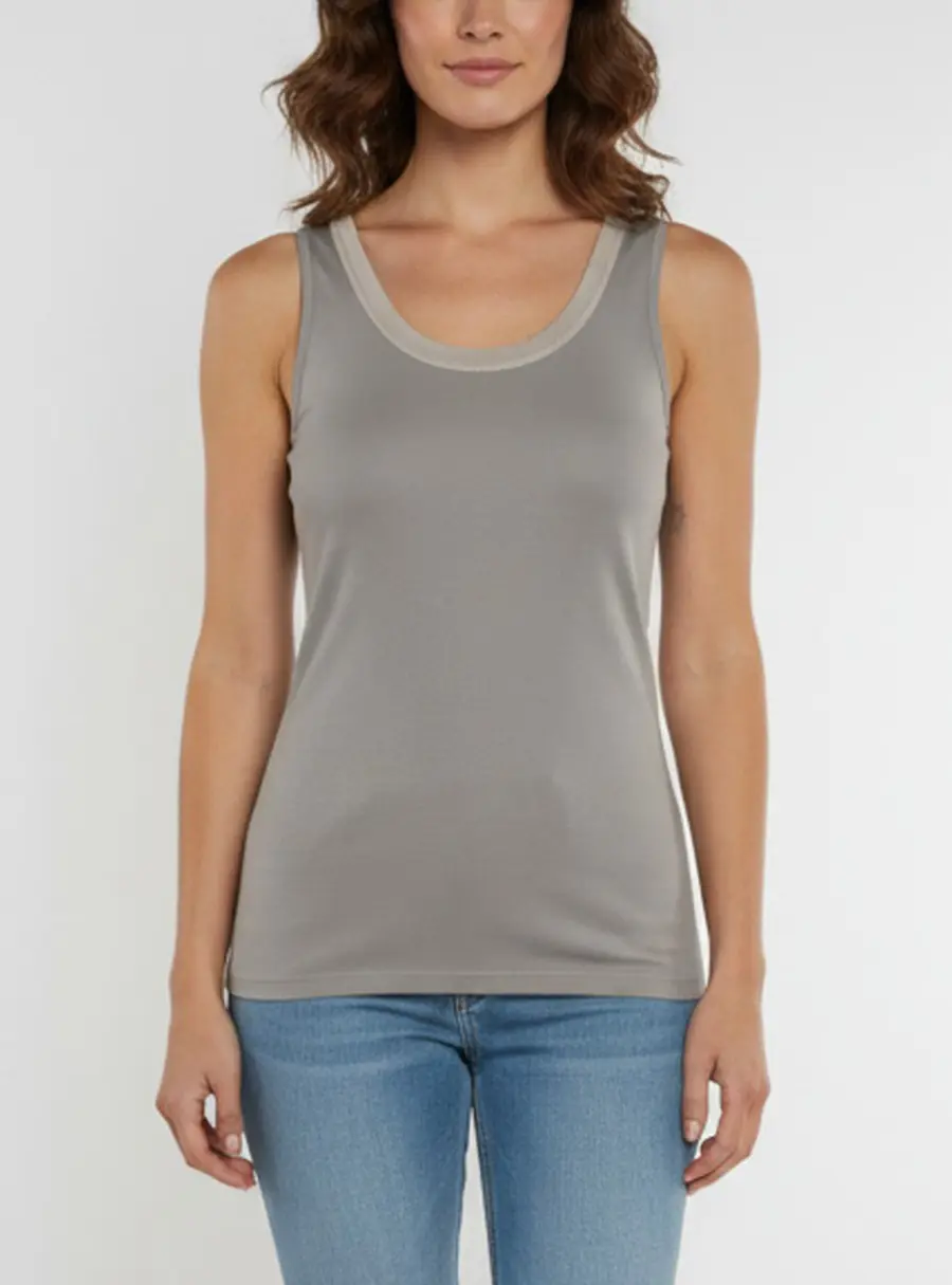 Fabiana Fillipi Grey Rib Knit Tank Top S