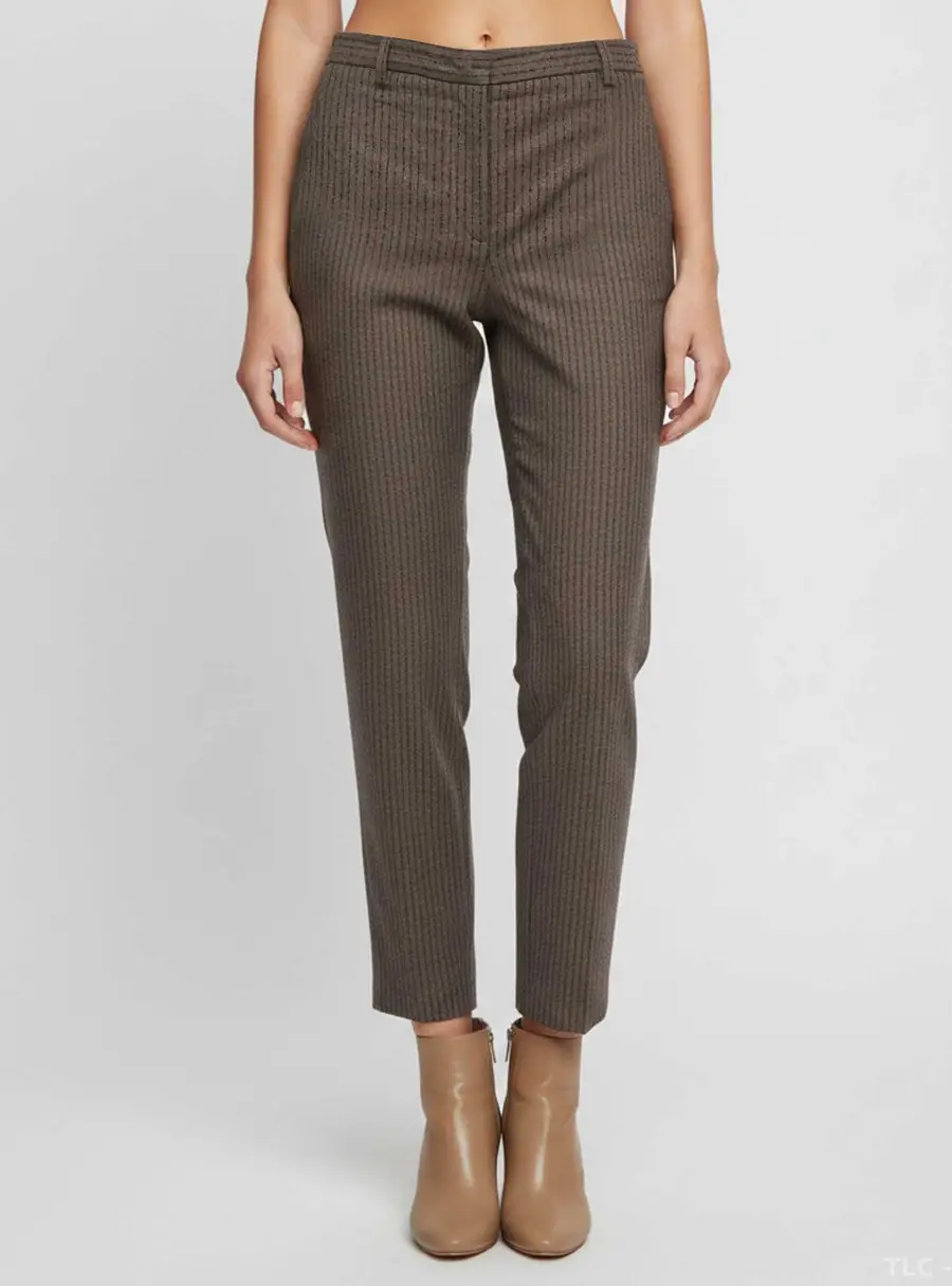 Fabiana Filippi Brown Striped Wool Blend Straight Leg Trousers S