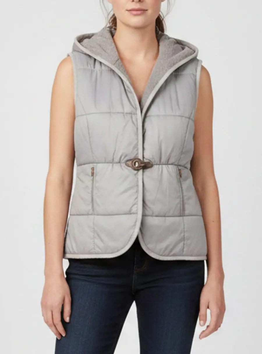 Fabiana Fillipi Grey Quilted Nylon Hooded Vest M
