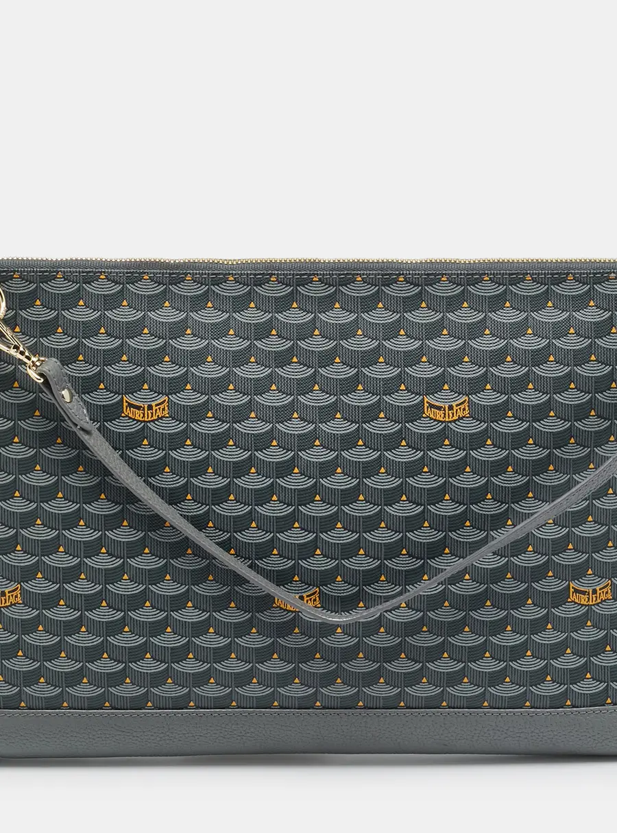 Faure Le Page Gris Acier Scale Coated Canvas Pochette Zip 33