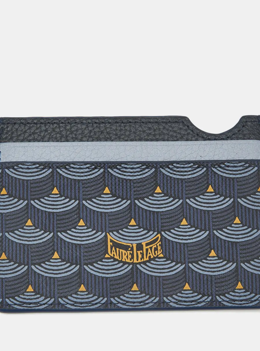 Faure Le Page 4CC Blue Coated Canvas and Leather Card Holder