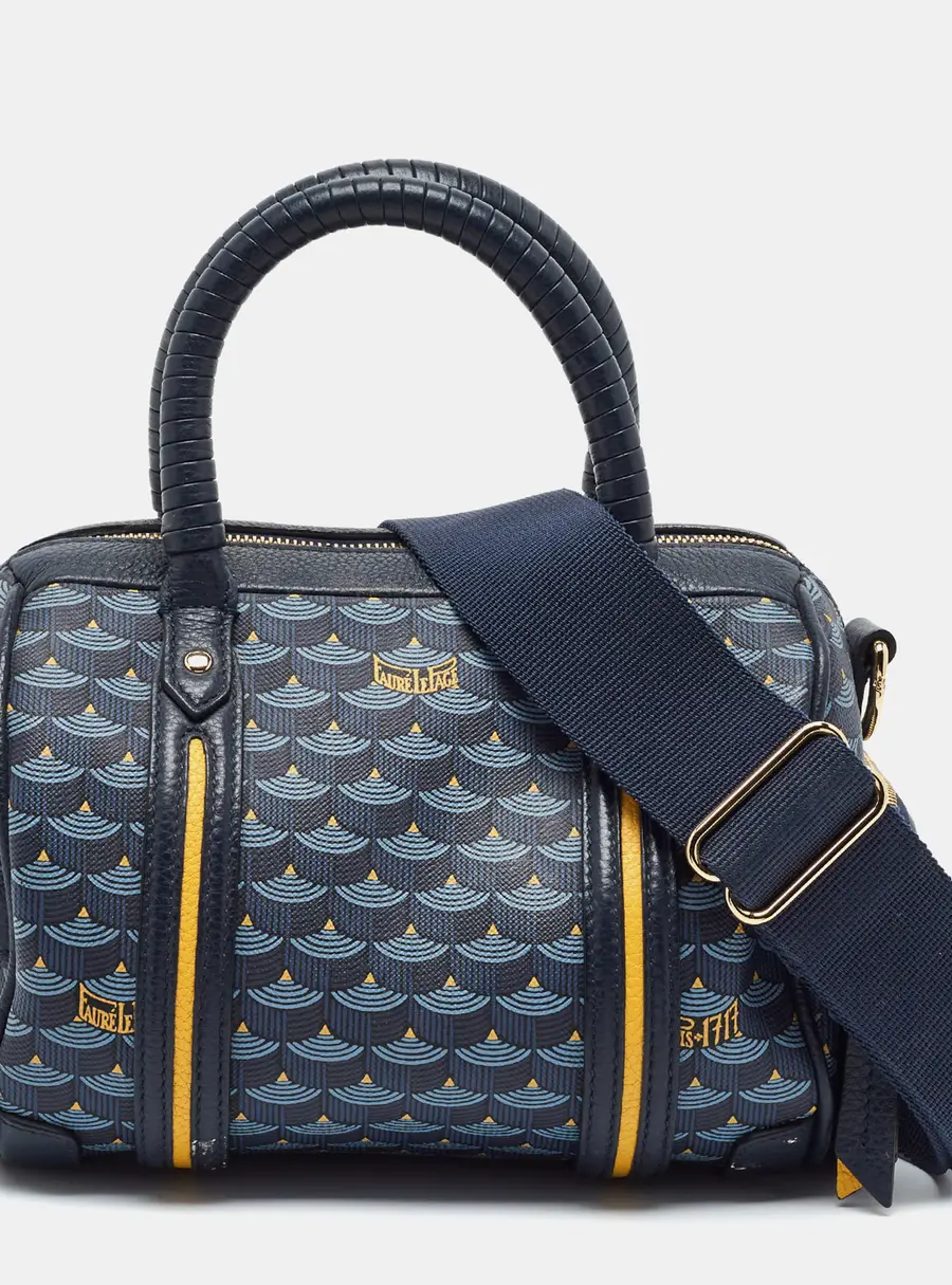 Faure Le Page Navy Blue Dream 19 Coated Canvas and Leather Satchel
