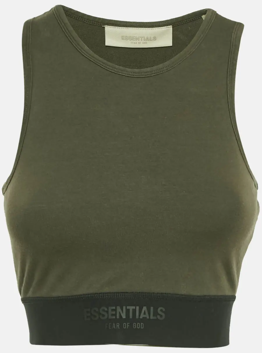 Fear of God Essentials Military Green Cotton Knit Sport Tank Top S