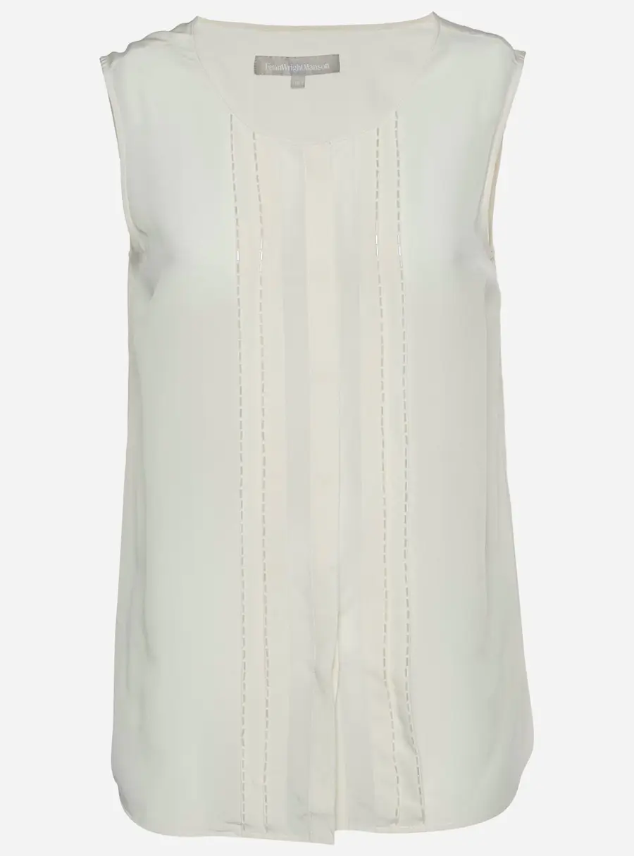 Fenn Wright Manson Cream Silk Button Up Sleeveless Top M