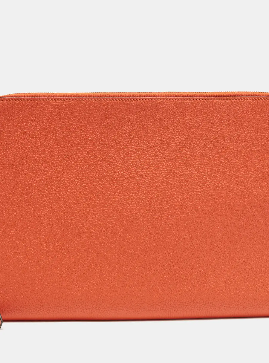 Fendi Document Zip Orange Leather Pouch