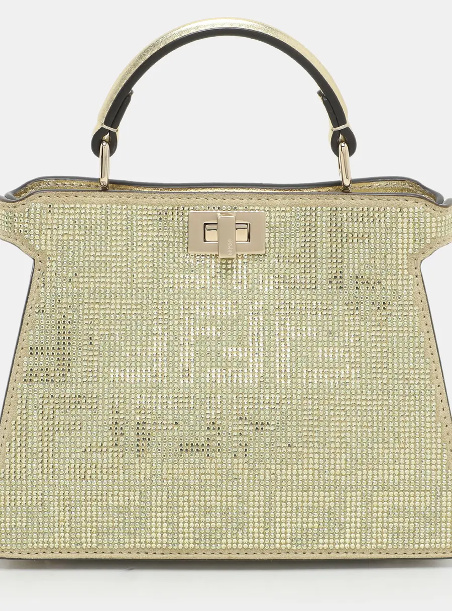 Fendi Green Suede Embellished Peekaboo ISeeU Petite Bag
