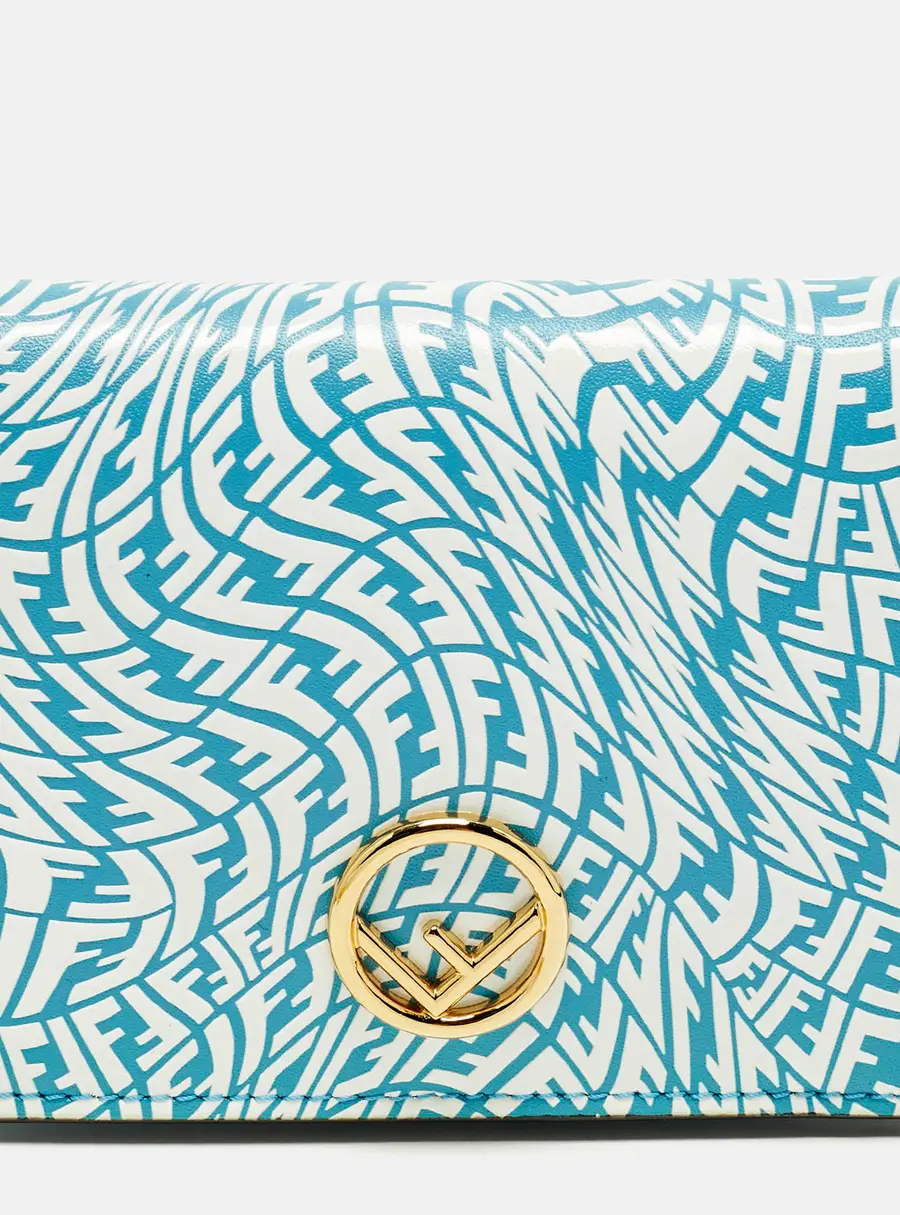 Fendi F is Fendi Blue/White Vertigo Leather Bifold Wallet