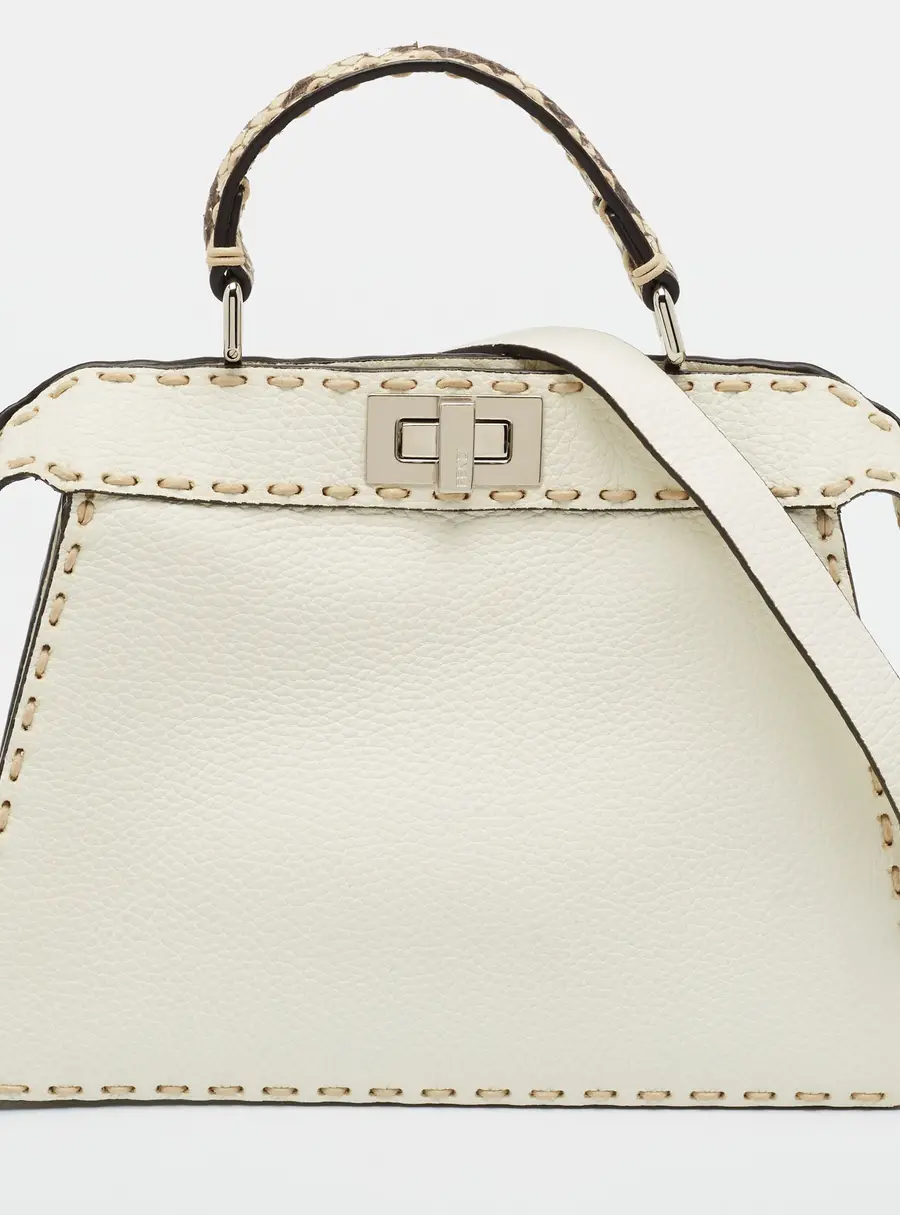 Fendi Peekaboo ISeeU Off White Small Selleria Leather Top Handle Bag