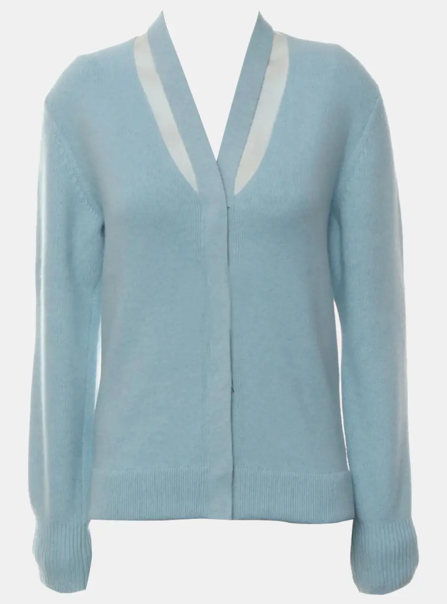 Fendi Blue Wool, Cashmere Knitted Cardigan XS