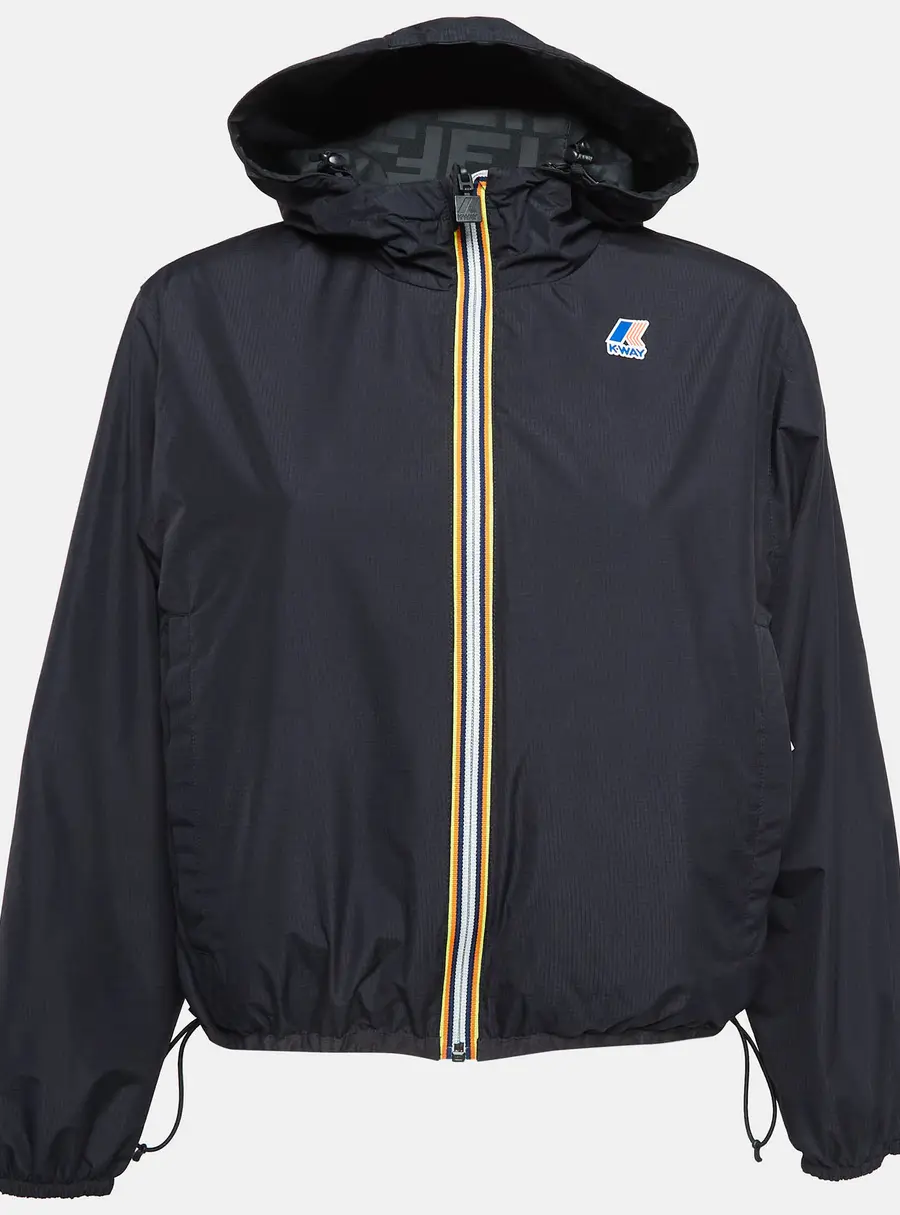 Fendi x K-Way Black Synthetic Reversible Bomber Jacket XS