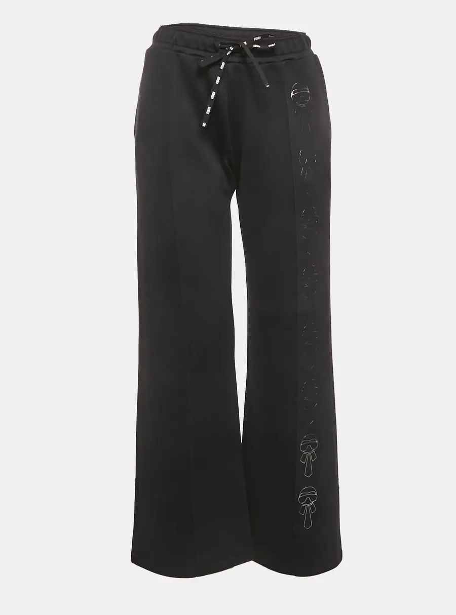 Fendi Black Karl Lagerfeld Print Jersey Sweatpants S