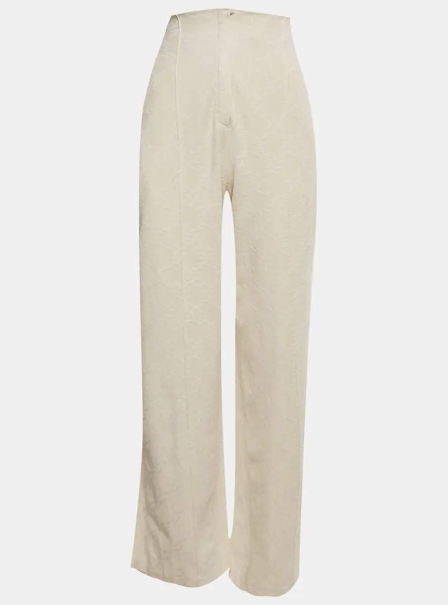 Fendi Cream Lace High Waisted Trousers M