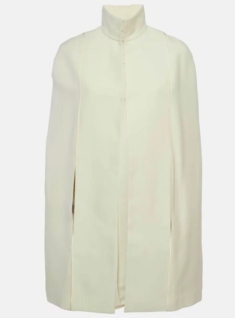 Fendi Cream Wool Blend Cape Coat S