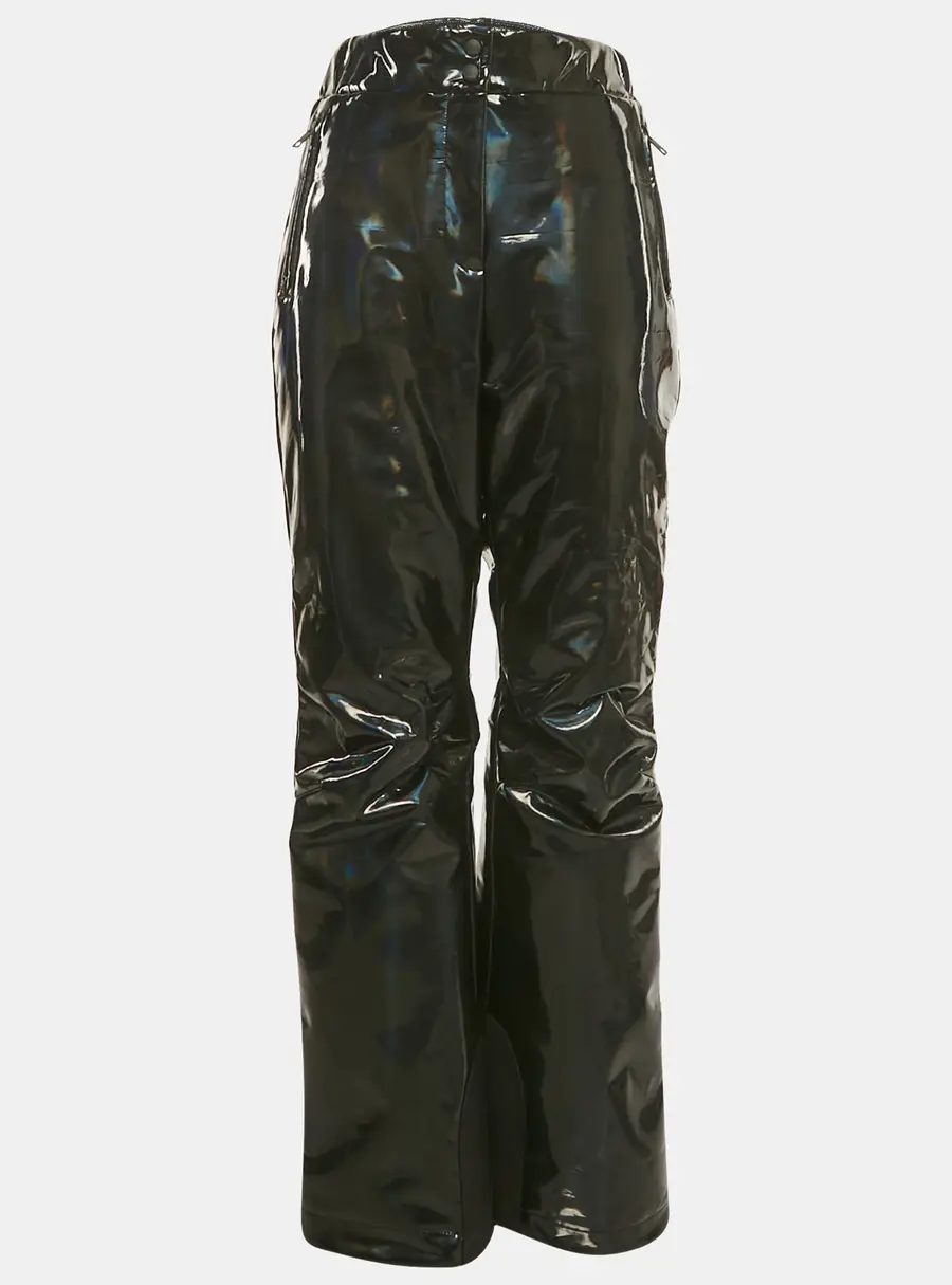 Fendi Black Logo Strip Holographic Synthetic Ski Pants L