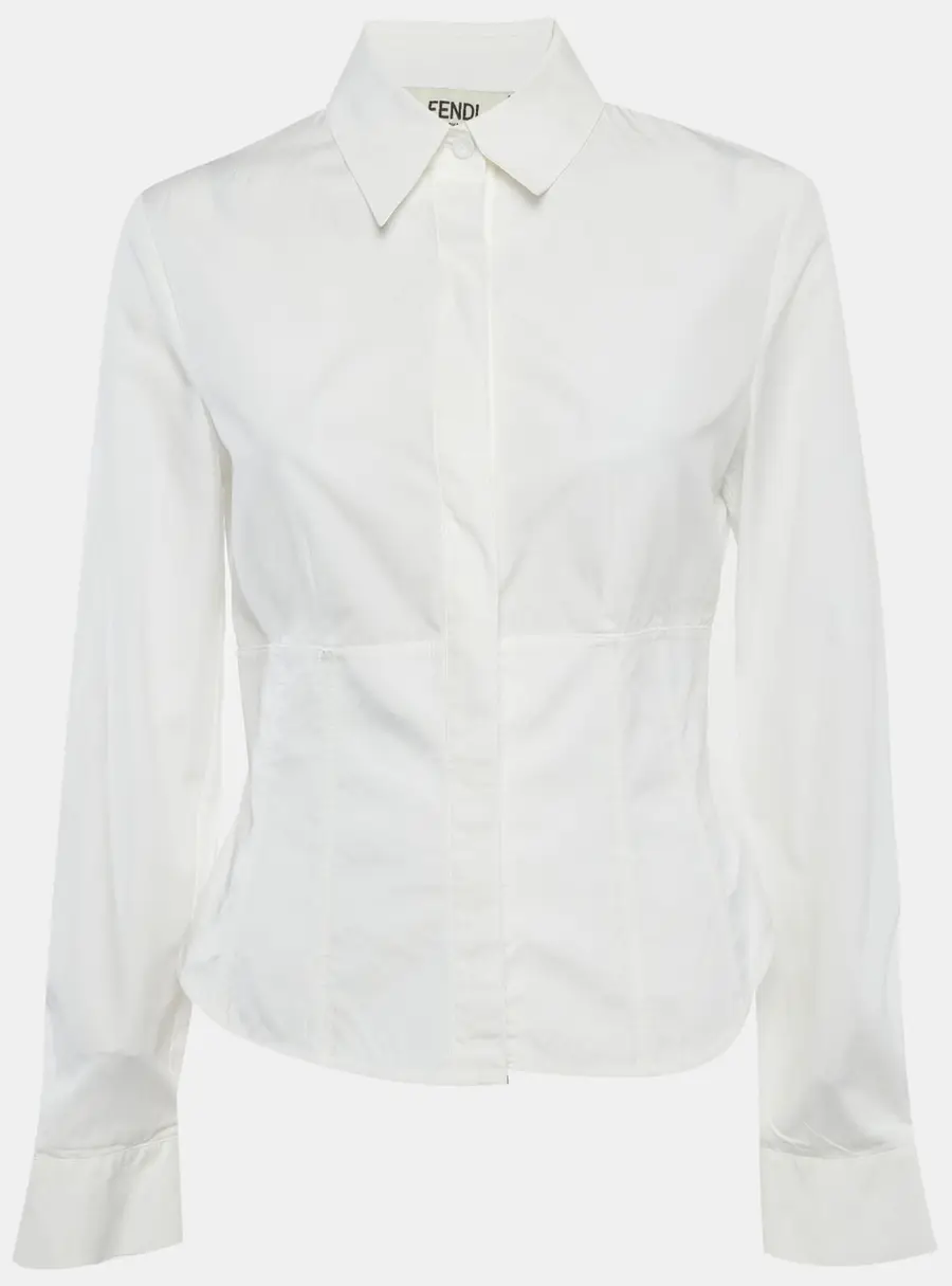 Fendi White Cotton Corset Shirt S