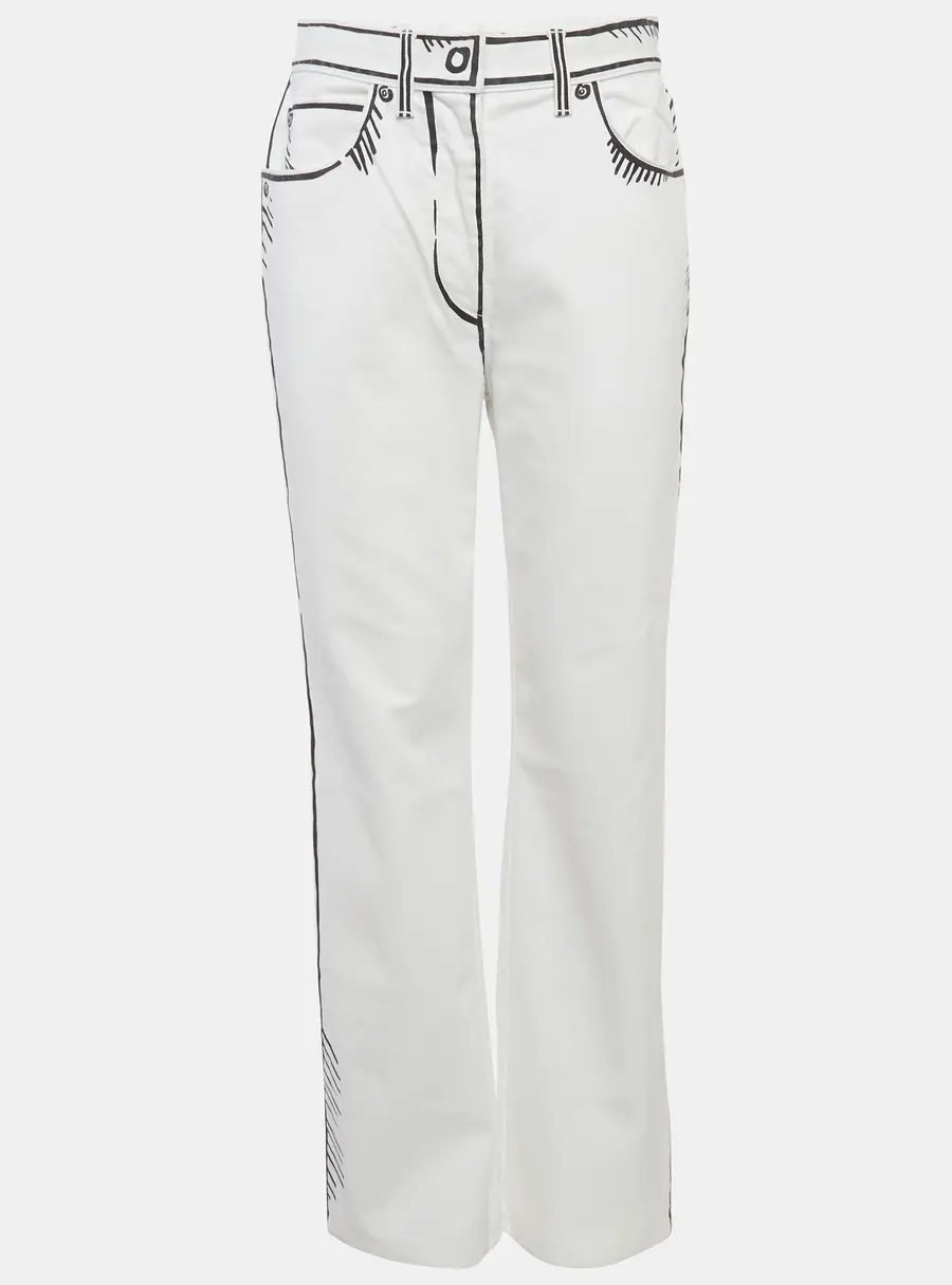 FENDI x Joshua Vides White Printed Denim Jeans M/Waist 28"