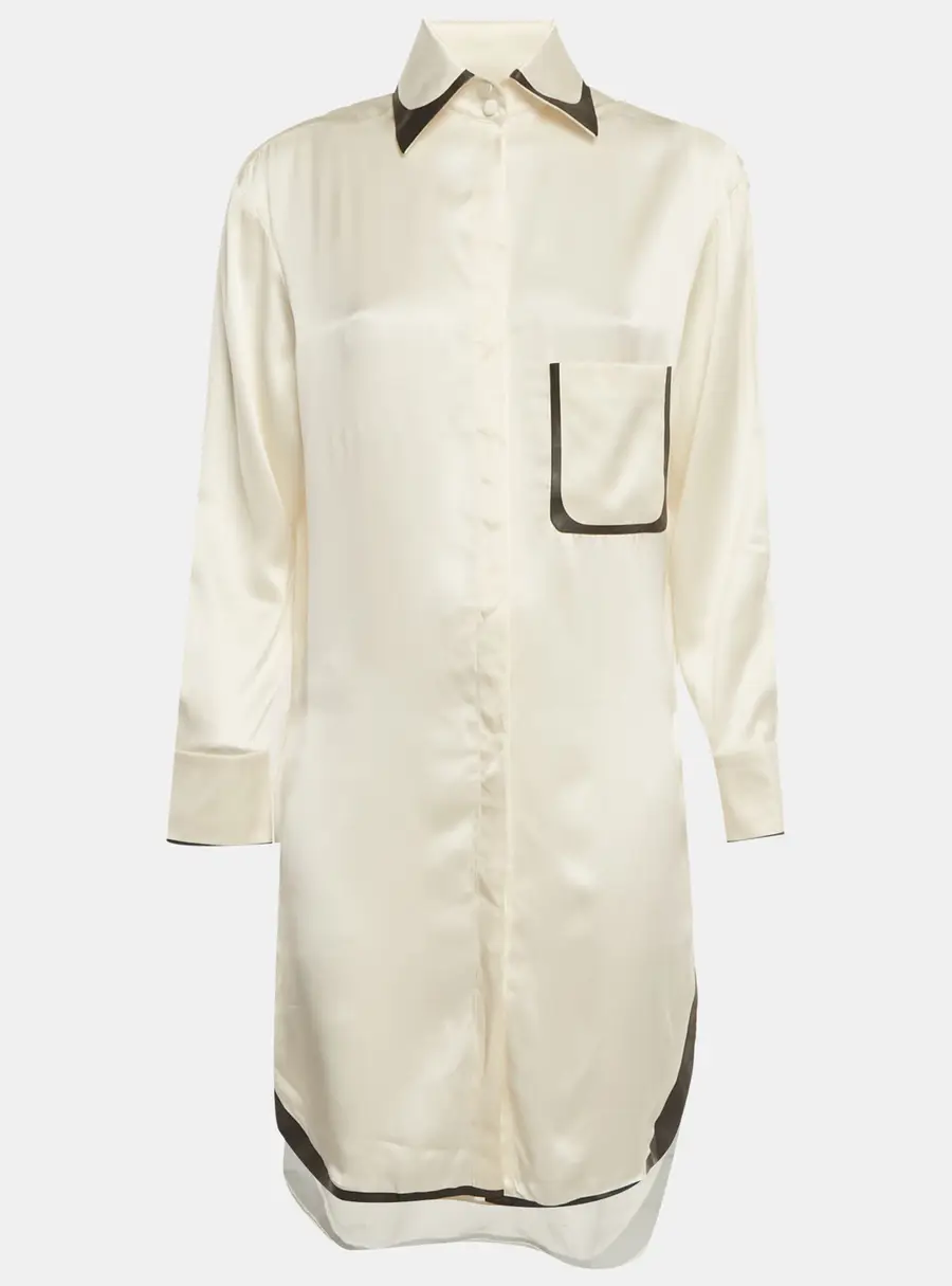 Fendi Cream Silk Shirt Midi Dress S