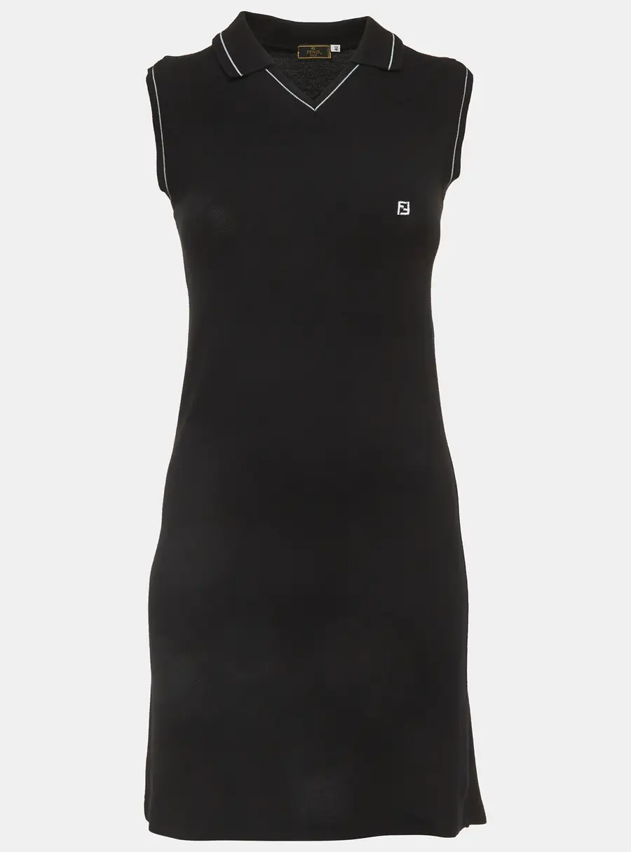 Fendi Vintage Black Pique Polo Mini Dress S