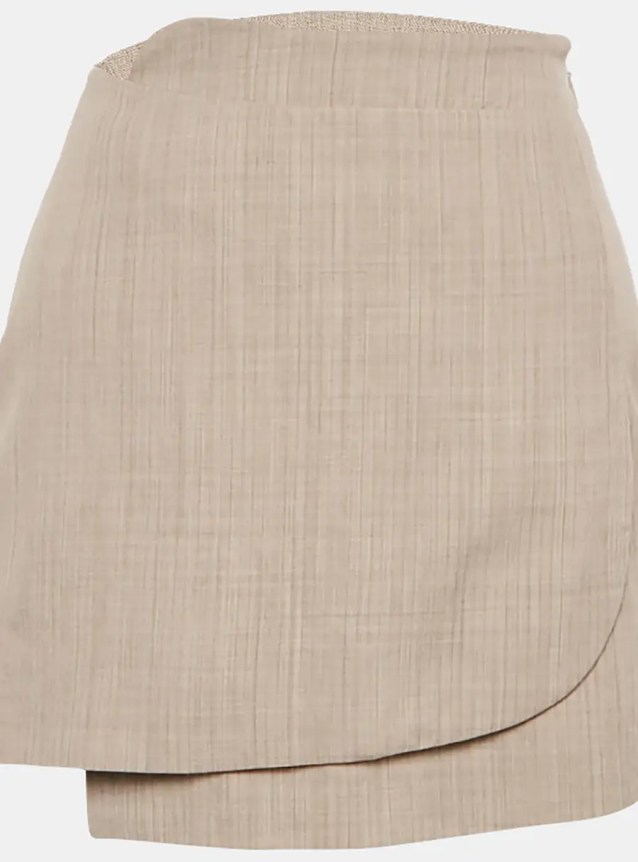 Fendi Beige Wool Wrap Style Mini Skirt XS