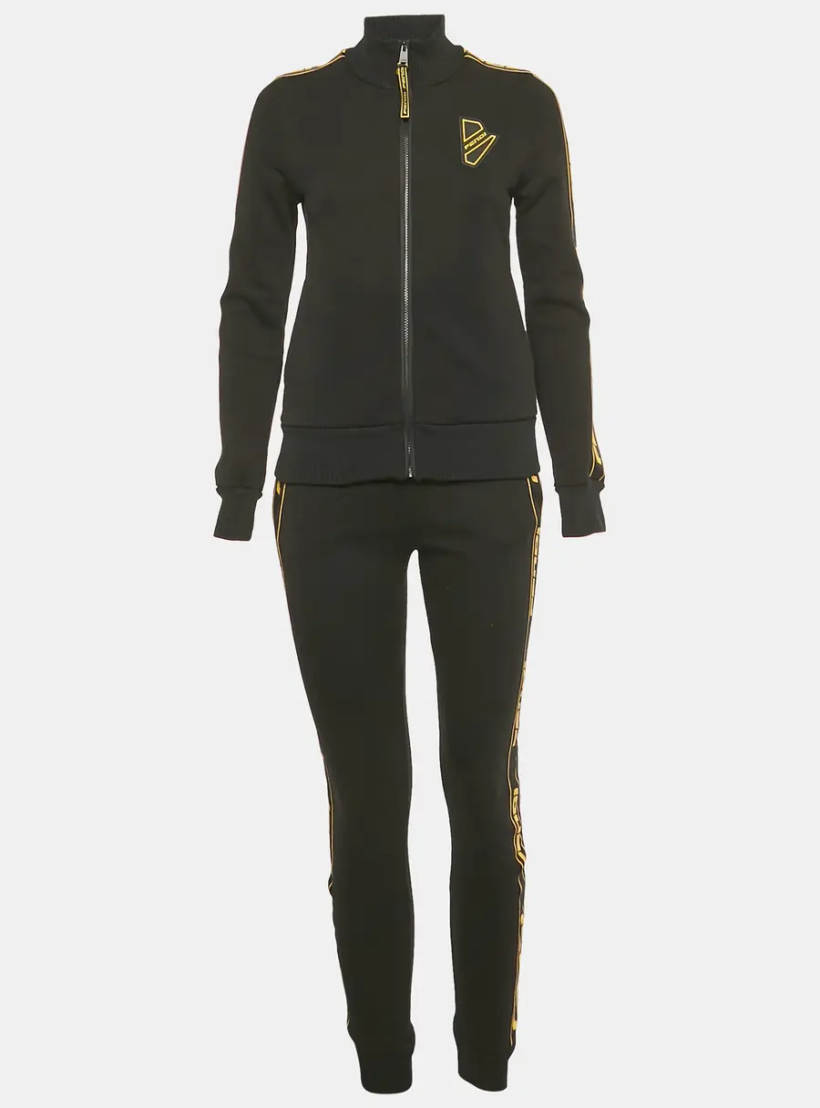 Fendi Black Logo Applique Cotton Tracksuit S