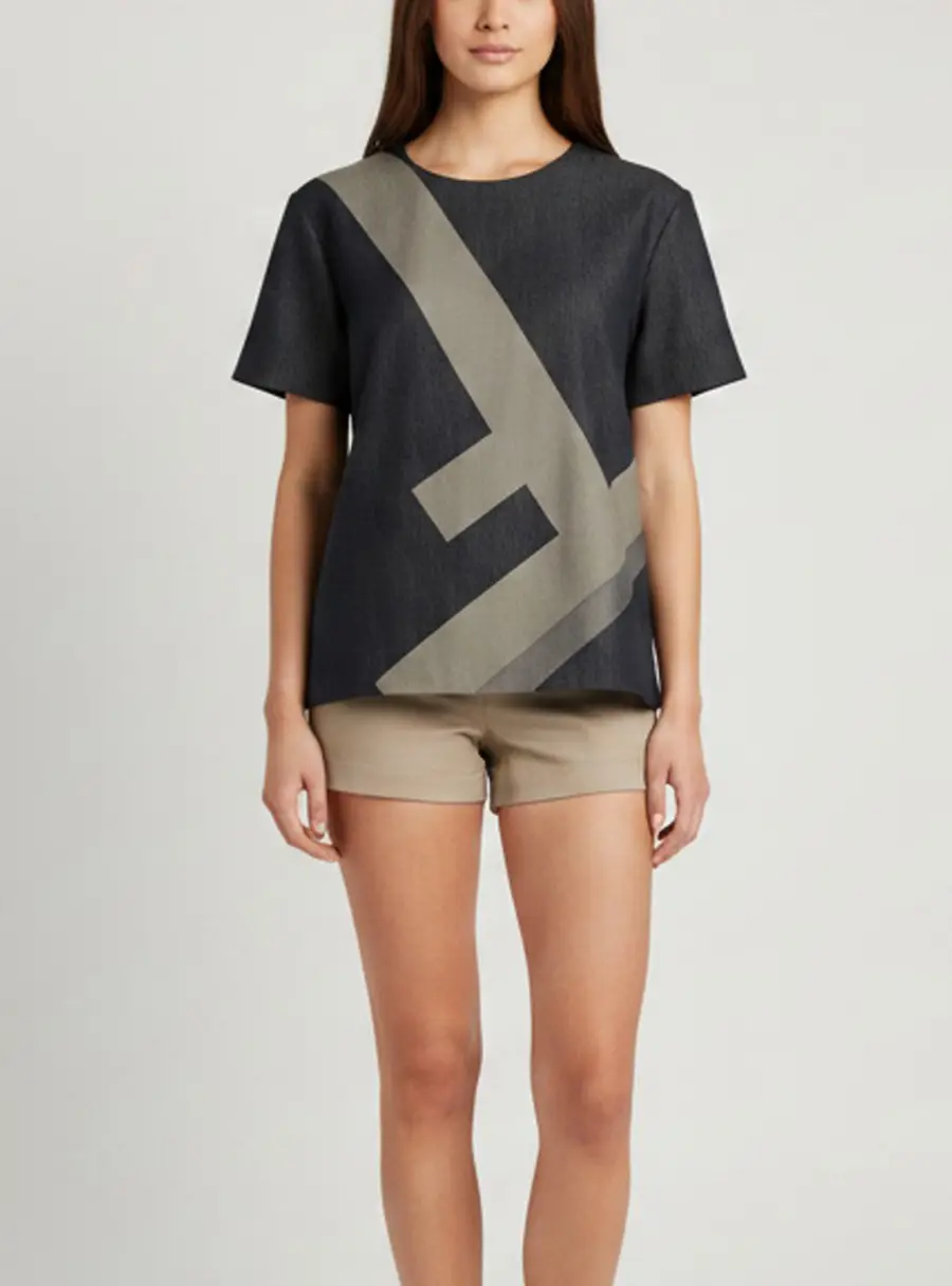 Fendi Multicolor Denim Logo Top S