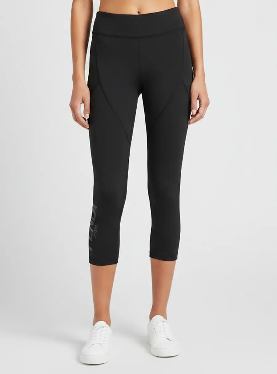 Fendi Black Jersey Logo Printed Leggings M