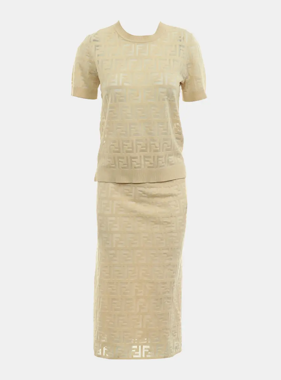 Fendi FF Knitted Skirt and Top Set