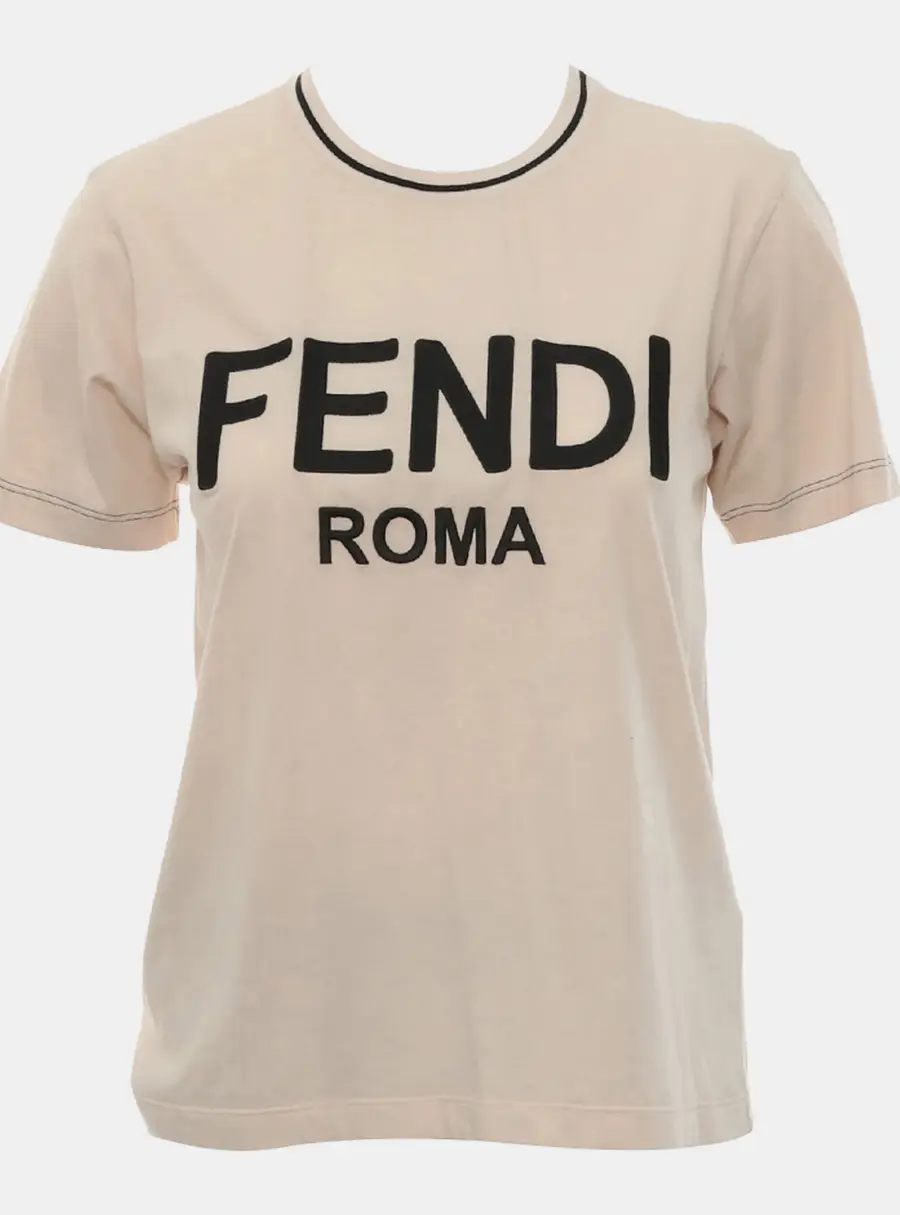 Fendi Logo Embroidered T-Shirt Size M