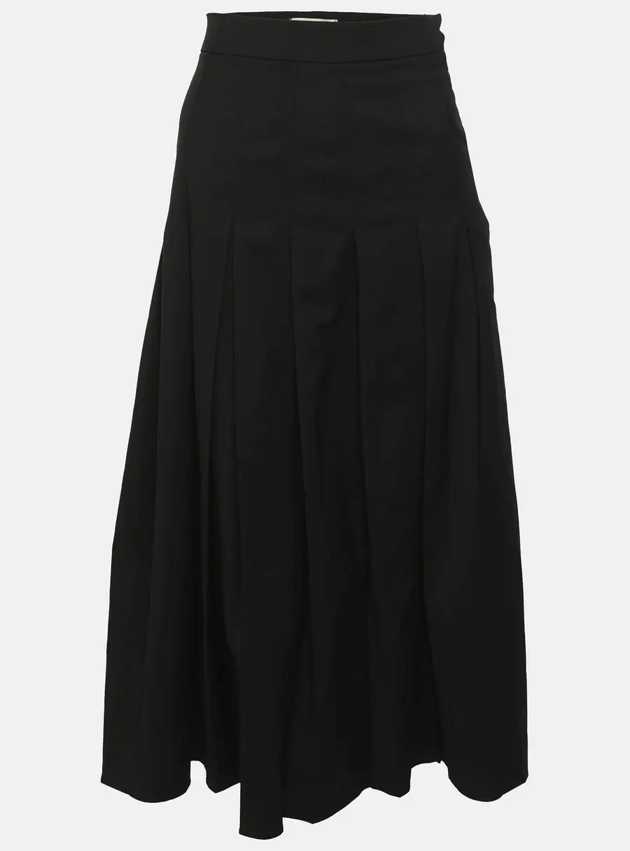 Fendi Black Polyester Pleated Maxi Skirt L