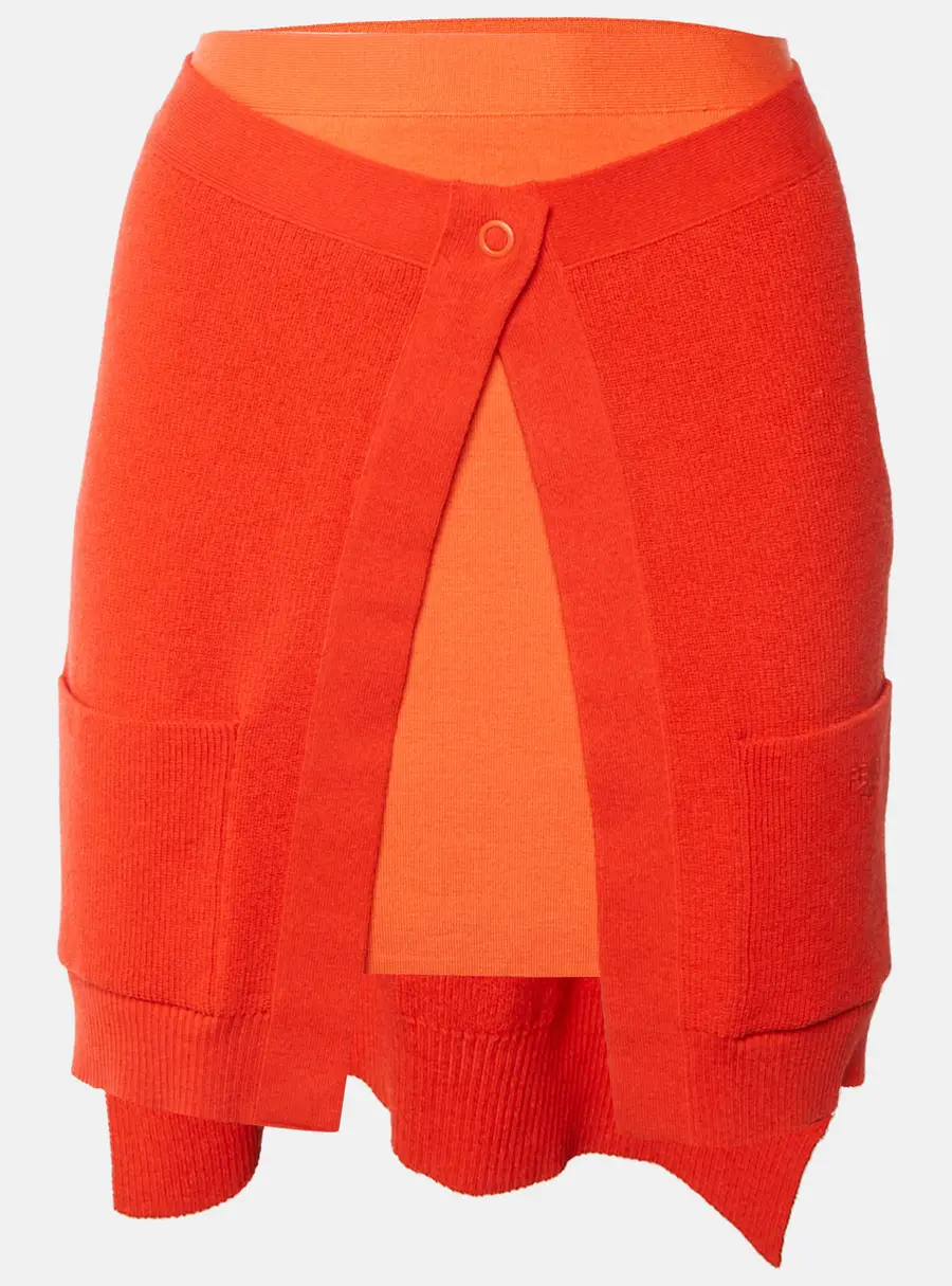 Fendi Orange Knit Double Layer Mini Skirt S
