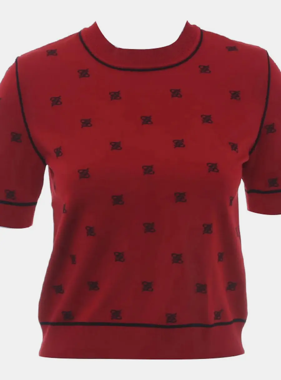 Fendi Embroidered Short Sleeve Knit Top