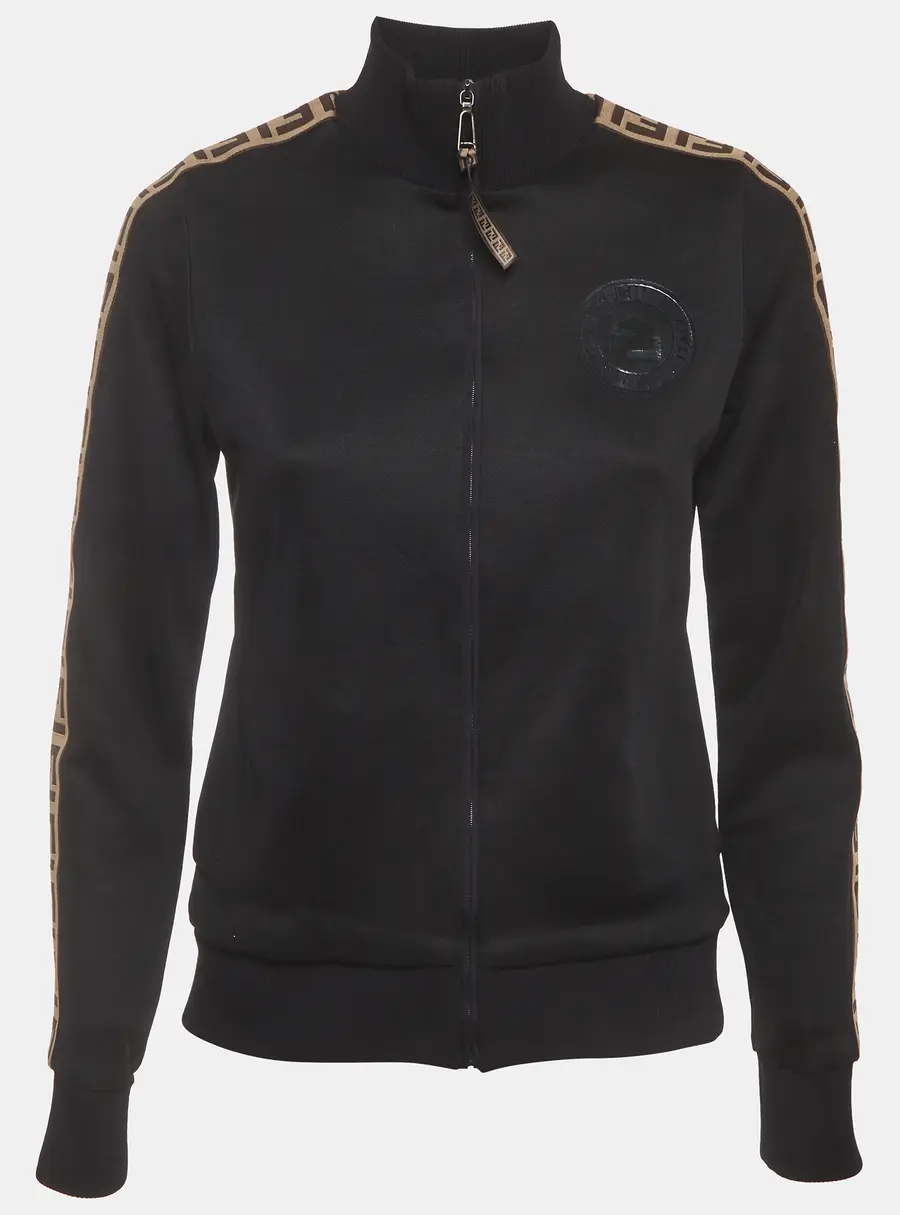Fendi Black Knit Long Sleeve Zip Up Jacket XS