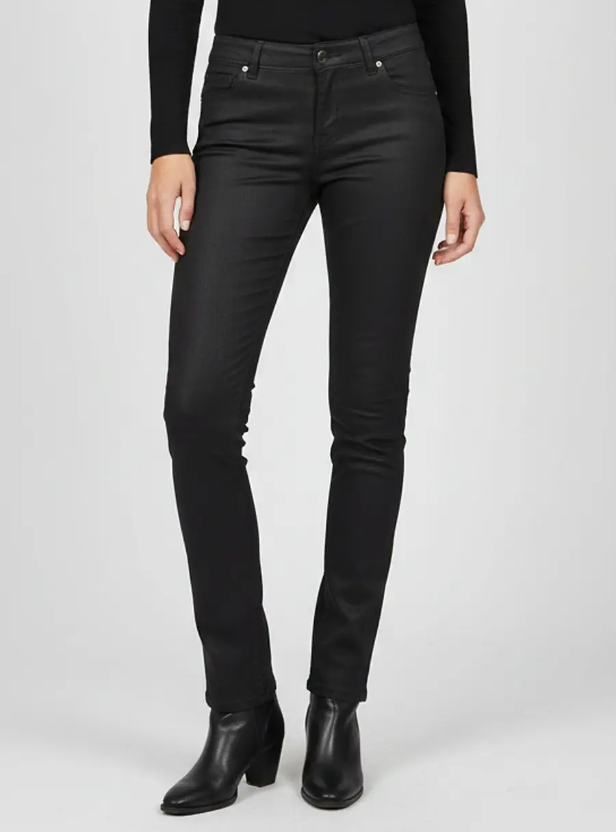 Fendi Black Coated Denim Low Rise Jeans S/Waist 31"