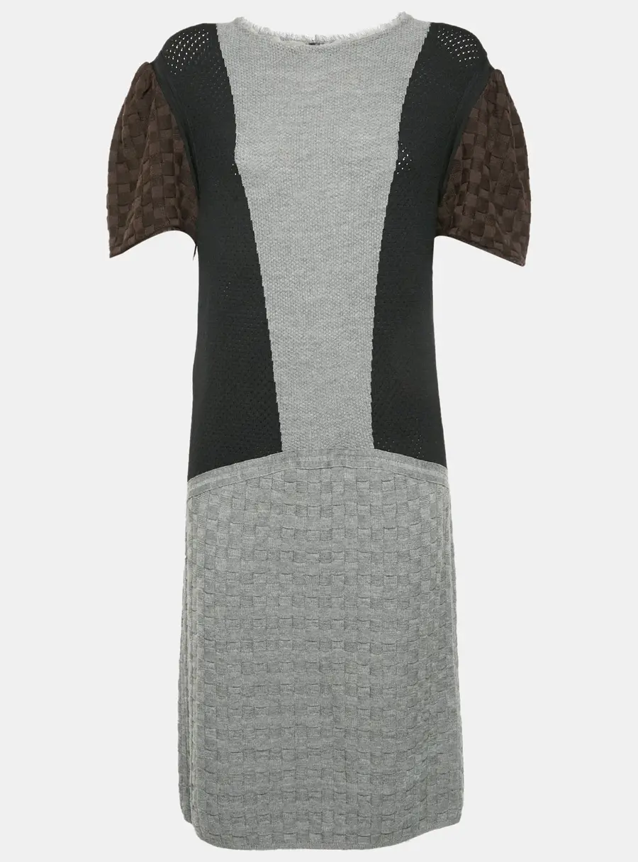 Fendi Tricolour Color Block Wool Knit Mini Dress L