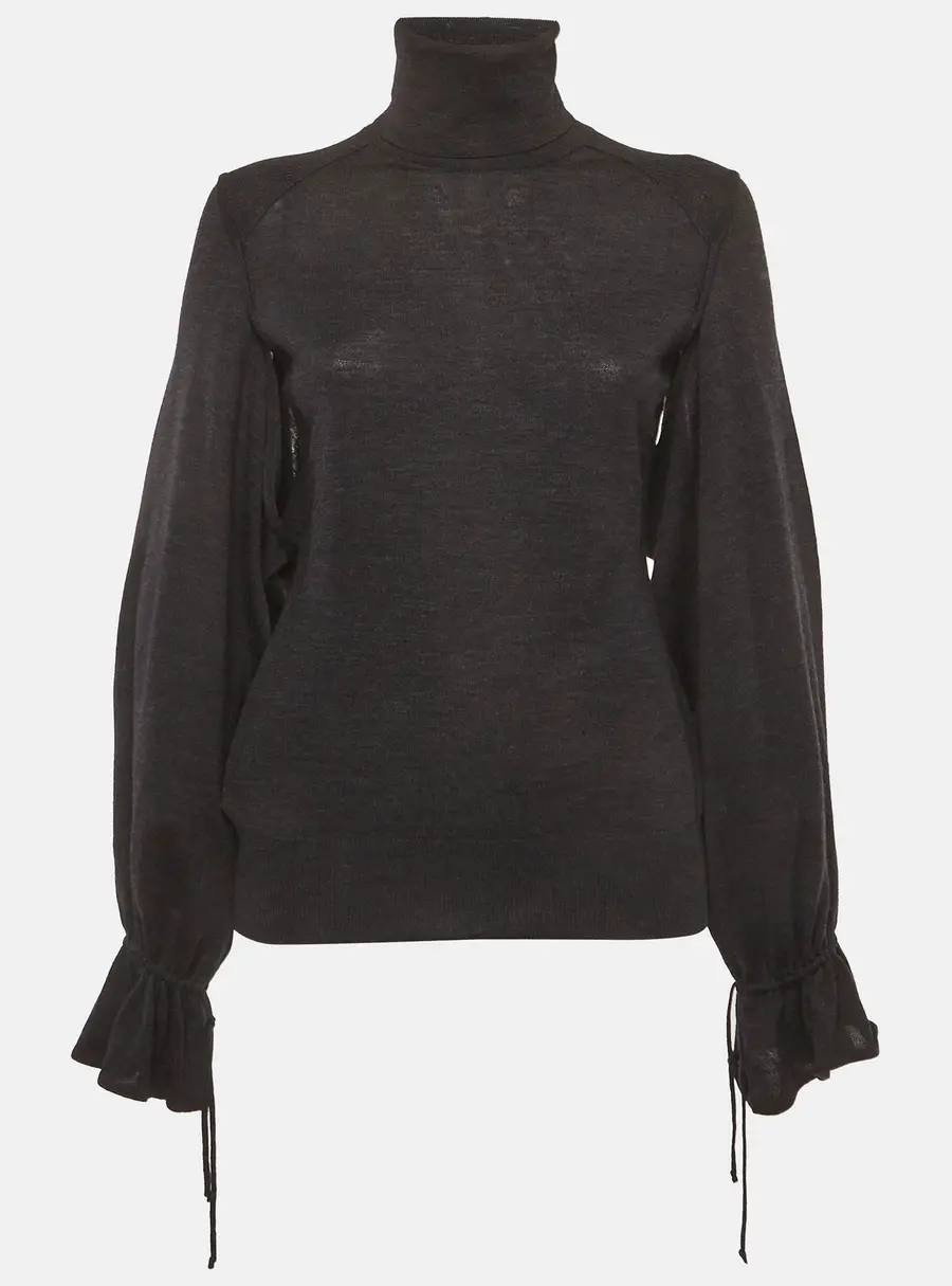 Fendi Grey Wool Knit Flared Sleeve Sweater M