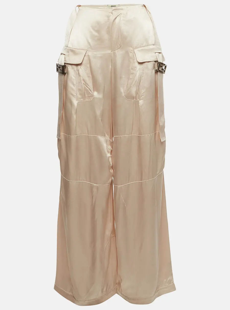 Fendi Pink Satin Buckle Detail Cargo Trousers M