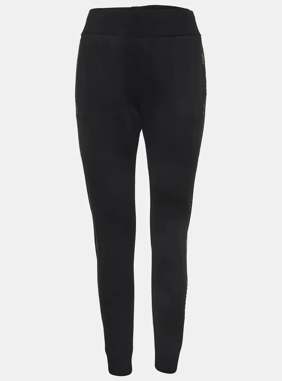 Fendi Black Jersey High Waist Track Pants S