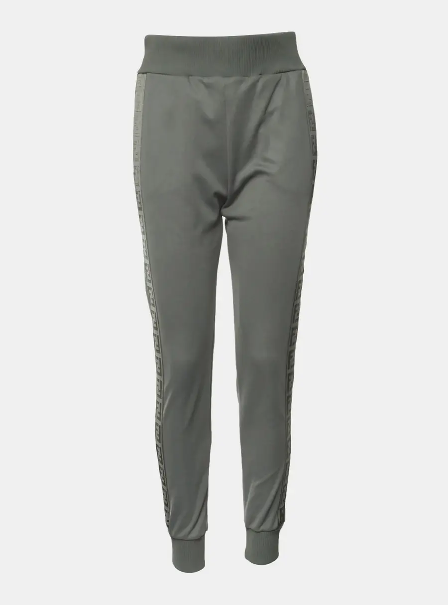 Fendi Logo Grey Cotton, Polyester Jacquard Sweatpants Size S