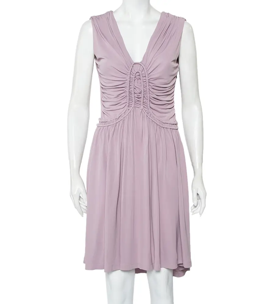 Fendi Lilac Knit Ruched Detail Mini Dress M