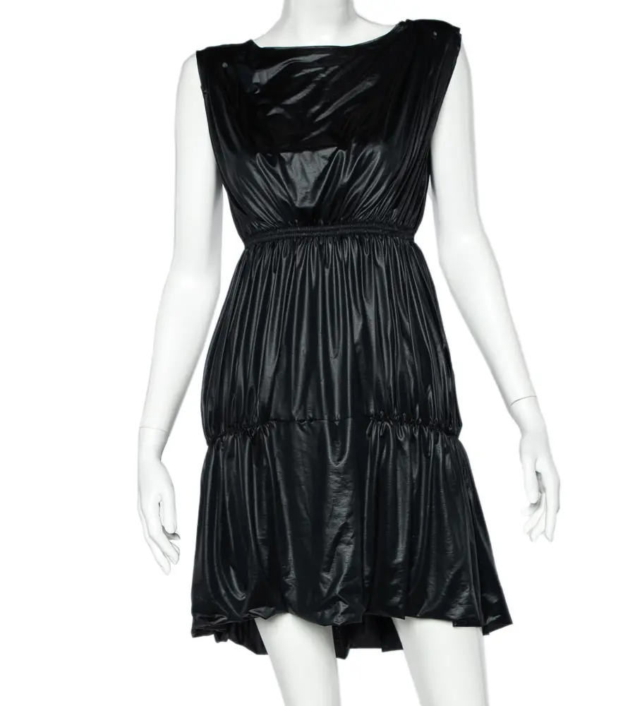Fendi Black Coated Elastic Waist Detail Sleeveless Midi Dress M