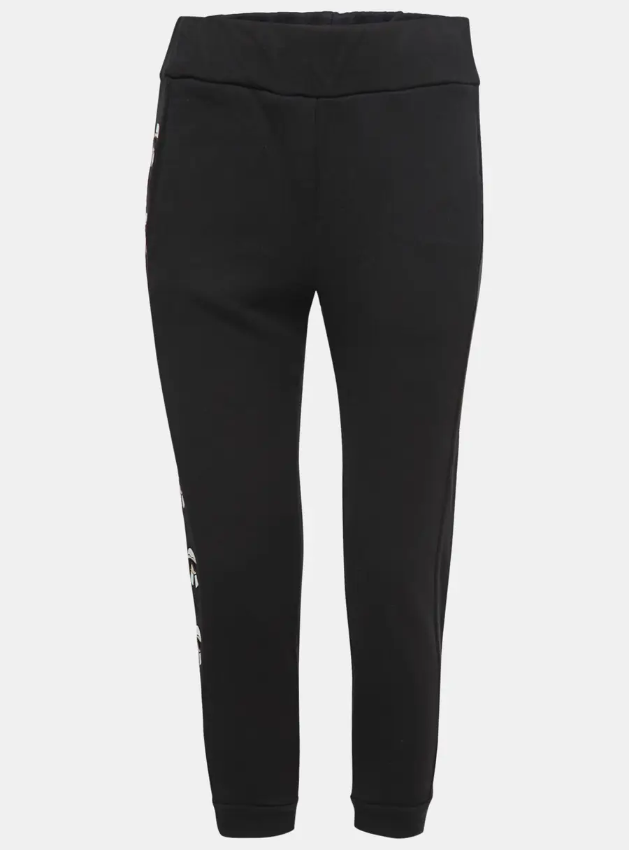 Fendi Black Cotton Karlito Stripe Detail Joggers M