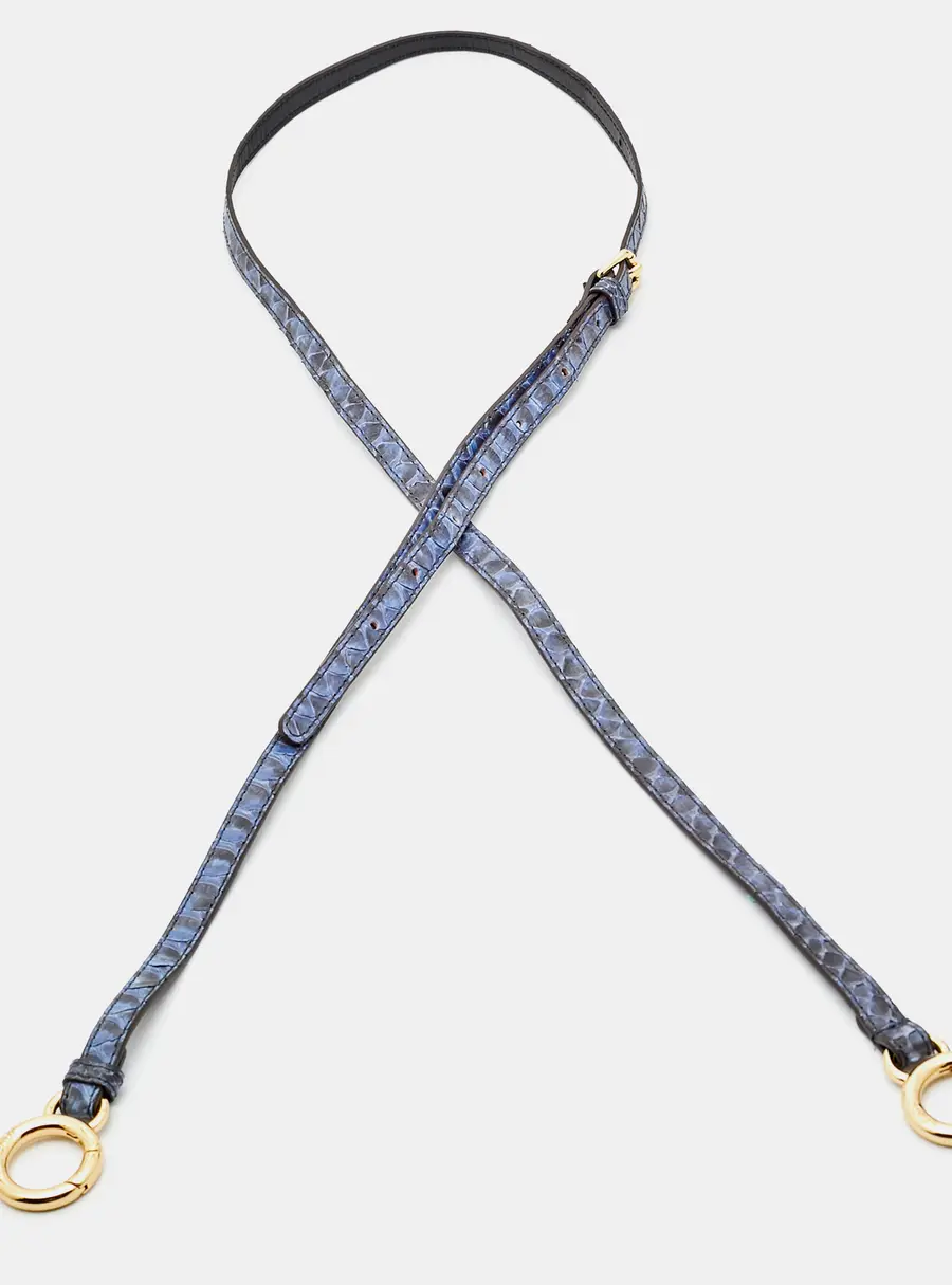 Fendi Blue/Black Python and Leather Adjustable Shoulder Bag Strap