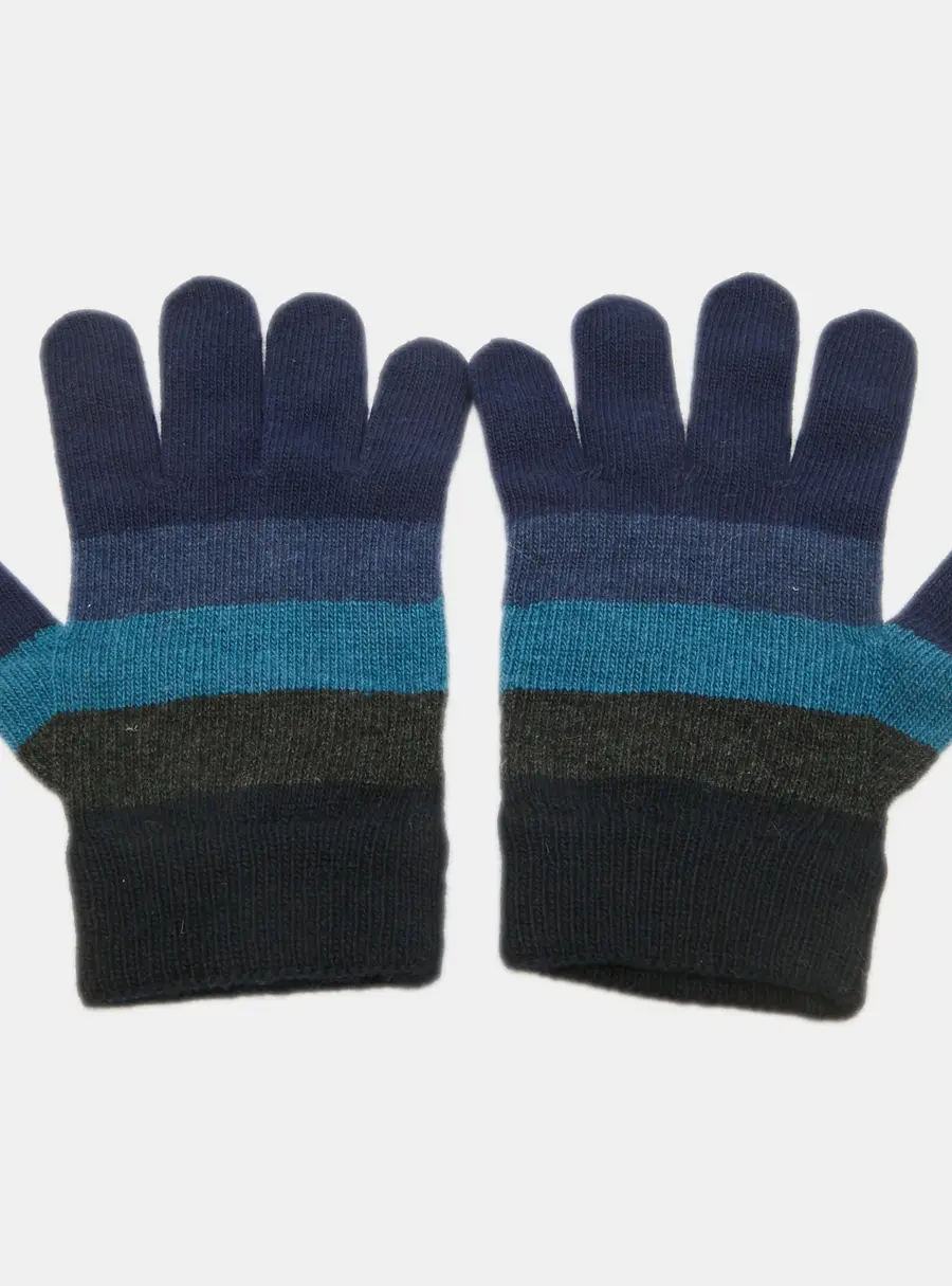 Fendi Blue Wool Blend Gloves One Size