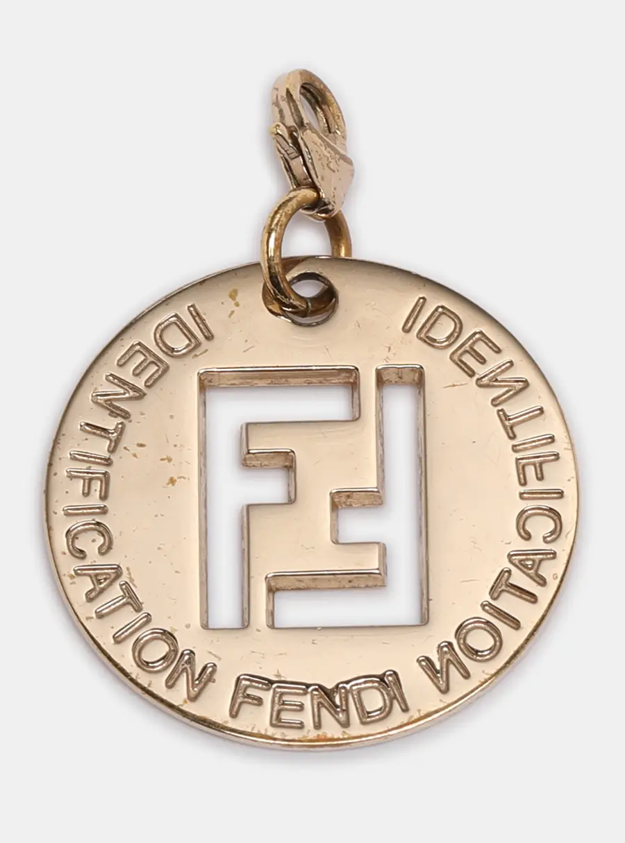 Fendi Gold Tone Hardware FF Identification Pendant